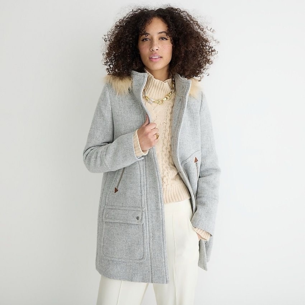 J. Crew Chateau Parka Italian Stadium Cloth by Nello Gori Wool Coat. Size 14